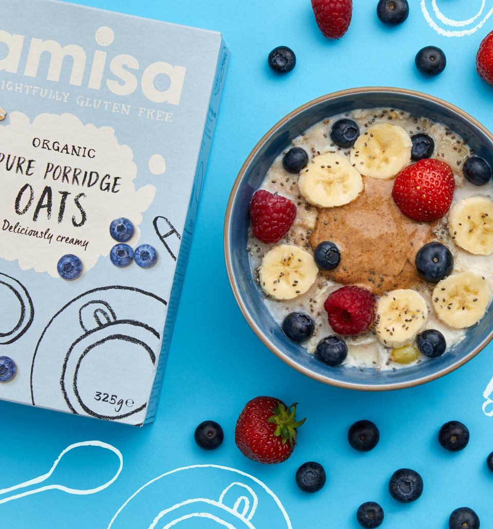 Amisa Organic Gluten Free Pure Porridge Oats Express Sachets - 8 X 27g