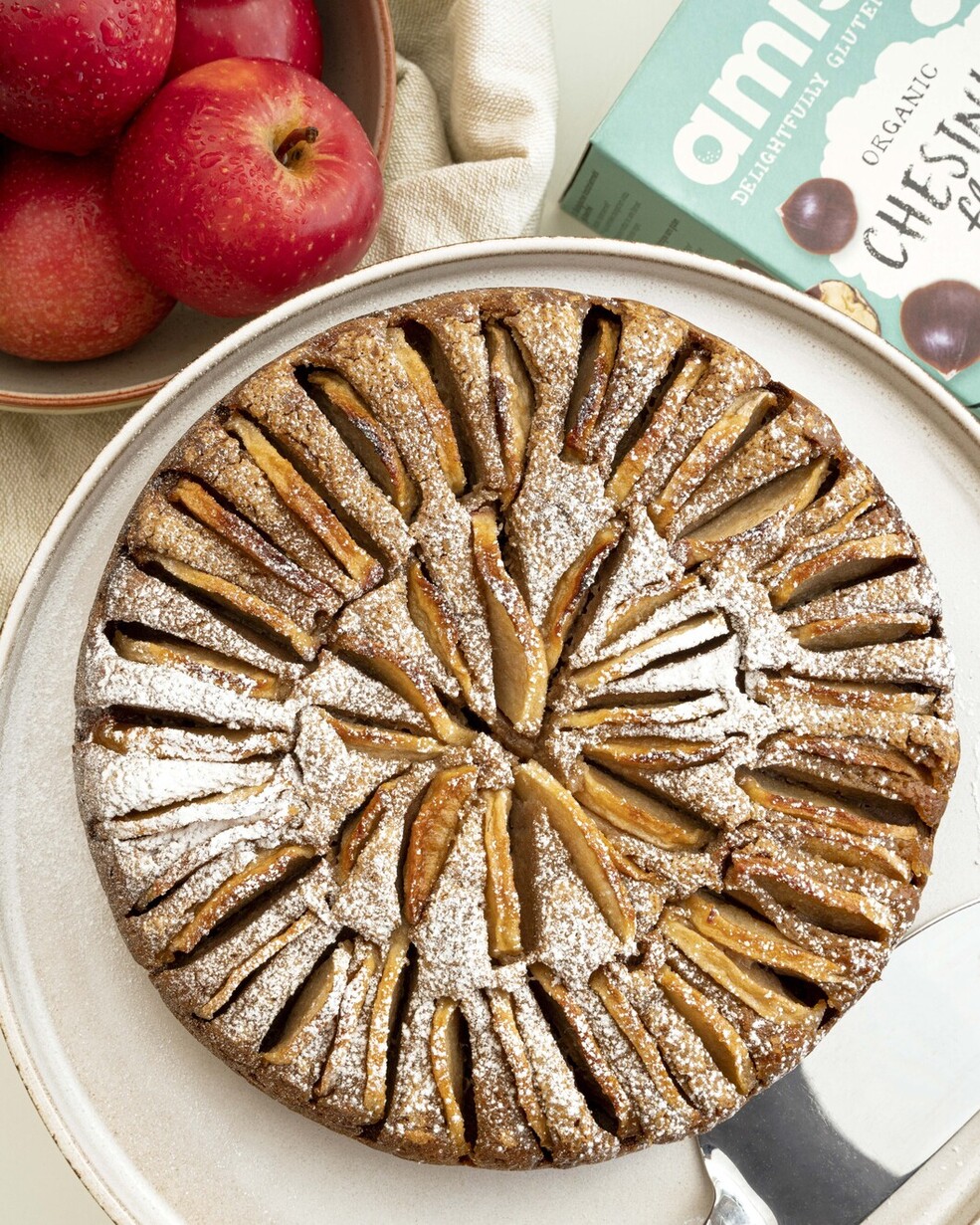 Chestnut Flour Apple Crumble Cake | Amisa